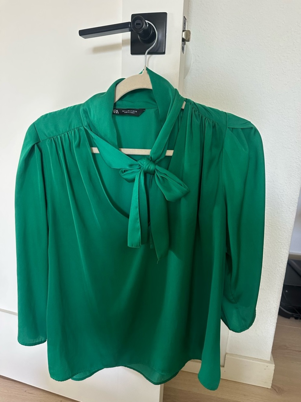 Zara Emerald Green Tie-Neck Blouse